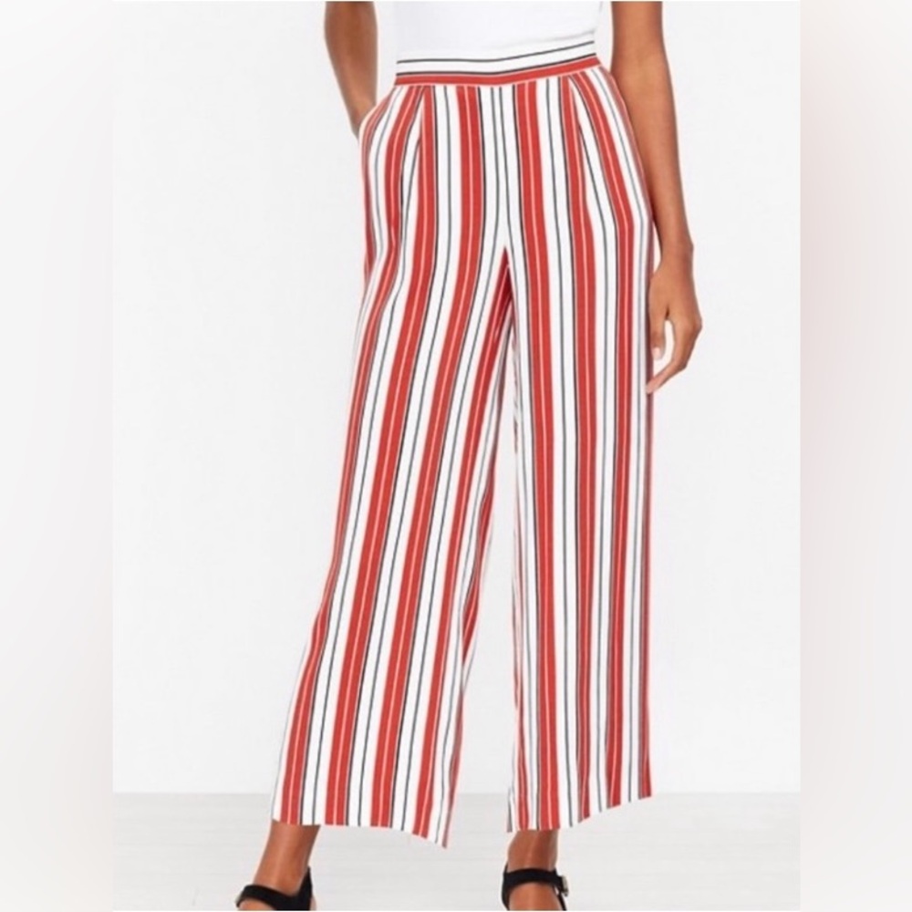 Loft Wide Leg Cropped Pants Petite Striped Pants